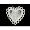Čipková aplikácia / nášivka srdca - biela mliečna (10 ks)