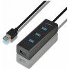 AXAGON HUE-S2BL, 4x USB3.0 CHARGING hub 1.2m kabel, micro USB nap. konektor (HUE-S2BL)