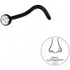 For Silver Titánový piercing do nosa krúžok s krištáľom Druh barvy: Černá