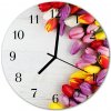 Nástenné sklenené hodiny Tulipány fi 30 cm