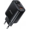 Yesido – Wall Charger sieťová nabíjačka s digitálnym displejom USB + USB-C 20W – čierna
