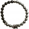 Unisex Glosery náramok Zirkónový buddha a stoper, lesklý čierny achát a hematit 8mm Obvod zápästia: XS 15 cm