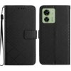 Peňaženkové kožené puzdro Rhombic Grid na Motorola Edge 40 - Čierna