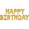 PartyDeco Fóliový balón Happy Birthday nápis zlatý 340x35cm
