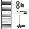 CERANO - Kúpeľňový radiátorový set Fulgidus - kombinované vykurovanie, termo tyč - bočné jednobodové pripojenie - 712W - čierna matná - 1500x530 mm CER-663805