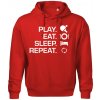 Stolný tenis - eat sleep - Oversized mikina pánska Moon - kratšia + širšia - 3XL ( Červená )
