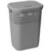 Kinekus Kôš na špinavé prádlo plastový, 60L, 42x34x58cm, imitácia ratan, šedý