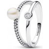 PANDORA prsteň Pavé perla a zirkón 193147C01