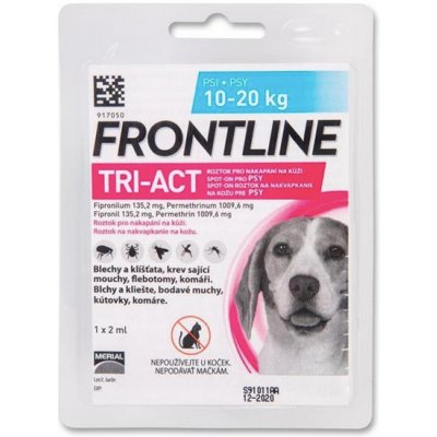 Frontline Tri-Act spot-on pipeta proti kliešťom a blchám pre psy M 10-20kg, 2ml