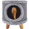 Domček pre mačku Purlov sivý plyšový s pelechom 38x32 cm