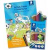 Farebné ceruzky, sada, šesťhranné, s omaľovánkou, STAEDTLER Noris Colour 185, 12 farieb