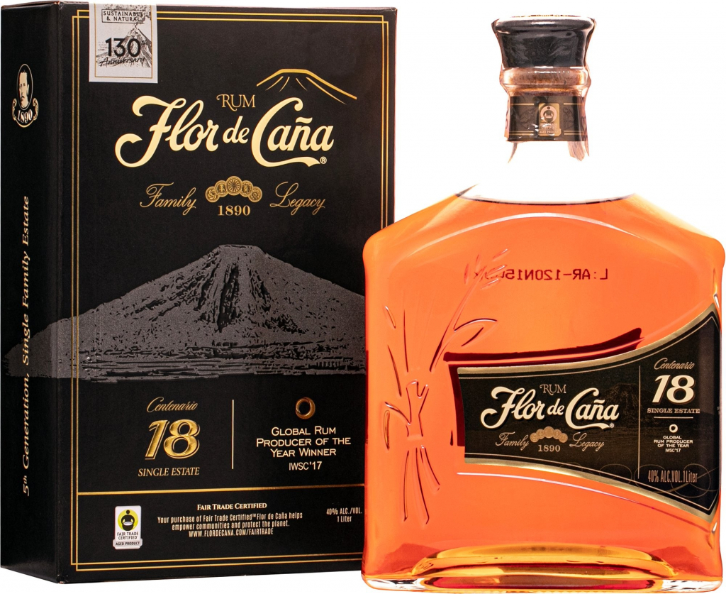 Flor de Caña Centenario 18y Single Estate Rum 40% 1 l (kartón)
