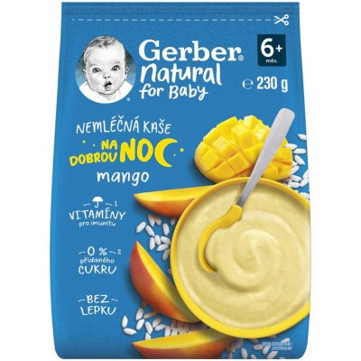 Gerber Natural Nemliečna KAŠA Dobrú noc Mango 230 g