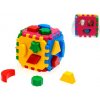 Kocka vkladacia 12 cm geometrické tvary 12 m+ v sieťke