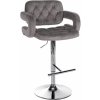 Design-Shop Barová stolička Dublin - zamat, chróm rám - Sivá