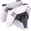 Dobíjacia stanica FIXED pre dva bezdrôtové ovládače DualSense PlayStation 5, čierno-biela