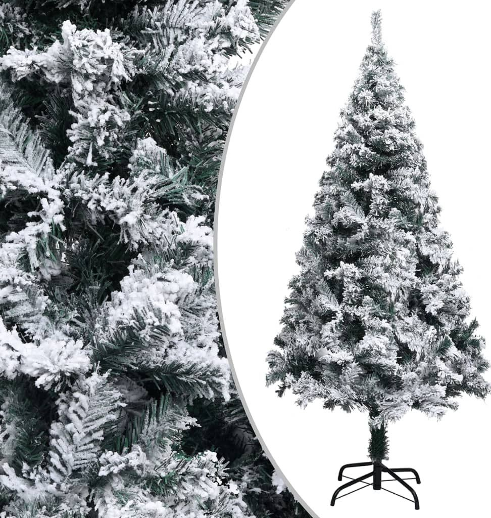 vidaXL Zasnežený umelý vianočný stromček zelený 120 cm PVC