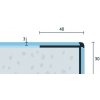 Schodová hrana vŕtaná strieborná matná 40x30 mm, hrúbka 3 mm