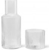 ferm LIVING Karafa na vodu RIPPLE 500 ml, s pohárom, číra, sklo