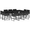 11-dielna súprava záhradného nábytku s vankúšmi, čierny PE ratan