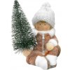 Postavička MagicHome Vianoce, Chlapček so stromčekom, terakota, 14,5x13x17 cm