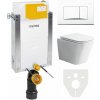 Mereo WC set - Rimless WC hranaté, modul na zamurovanie, biele hranaté tlačidlo