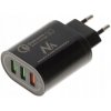 NABÍJAČKA 3x USB RYCHLÁ QUICK CHARGE 3.0 ČIERNA Maclean MCE479