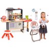 Set reštaurácia s elektronickou kuchynkou Chef Corner Restaurant Smoby s jedálenskou stoličkou a fľaška s nosítkom pre bábiku