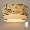 Brilagi-LED Detský závesný luster na lanku BOBO 1xE27/60W/230V pr.40cm krém./zelená/džungľa 8590828051282 + záruka 3 roky zadarmo