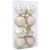 Sada 8 gulí na vianočný stromček 6 cm vo farbe champagne