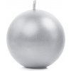 PartyDeco Sviečka - guľa strieborná 6 cm