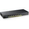Zyxel GS1915-8EP, 8-port GbE PoE Smart hybridný režim Switch, standalone or NebulaFlex Cloud, 60 Watt 802.3at, desktop, fanless