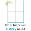 Samolepiace etikety A4, 4 na A4, 105 × 148,5mm - 100ks (štítky na balíky)