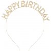 Nejedlá dekorace kovová Čelenka zlatá Happy Birthday