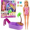 LEAN Toys Anlily Súprava bábik na pláži Príslušenstvo k bazénu s palmami 8 el.