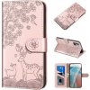 Peňaženkové kožené puzdro DEER na Xiaomi Redmi Note 10 5G - Zlatoružová