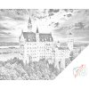 Vymalujsisam.sk Bodkovanie - Zámok Neuschwanstein Farba: Čierna, Veľkosť: 40x50cm, Rám: Na plastovej doske