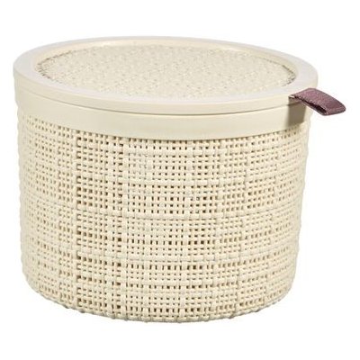 Košík Curver® JUTE ROUND, 2L, béžový, 17x13 cm, s vekom