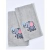 Uterák froté pre deti s výšivkou, Sloník, sivý, 30 x 50 cm