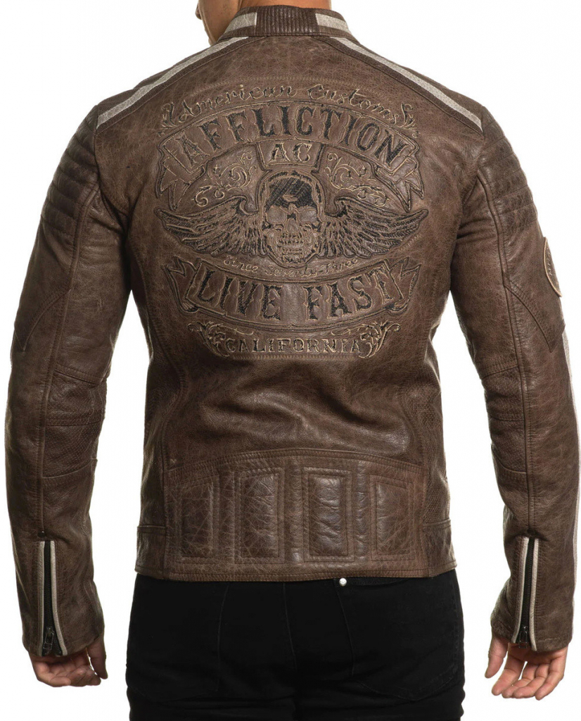 bunda pánska AFFLICTION BLACK SKULL DARK BROWN 110OW414-DKBR