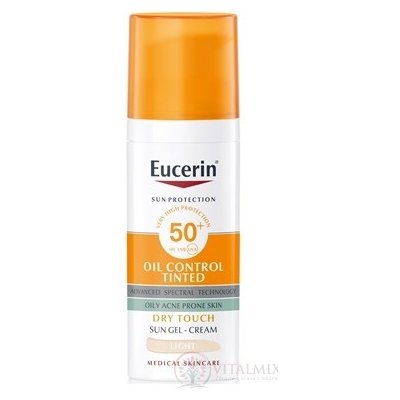 Eucerin SUN OIL CONTROL TINTED SPF 50+ LIGHT krémový gél na opaľovanie na tvár, akné, tónovací-svetlý 50 ml