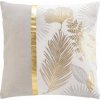 Douceur d`Interieur Béžový povlak na polštář, zlaté listy, 45 x 45 cm