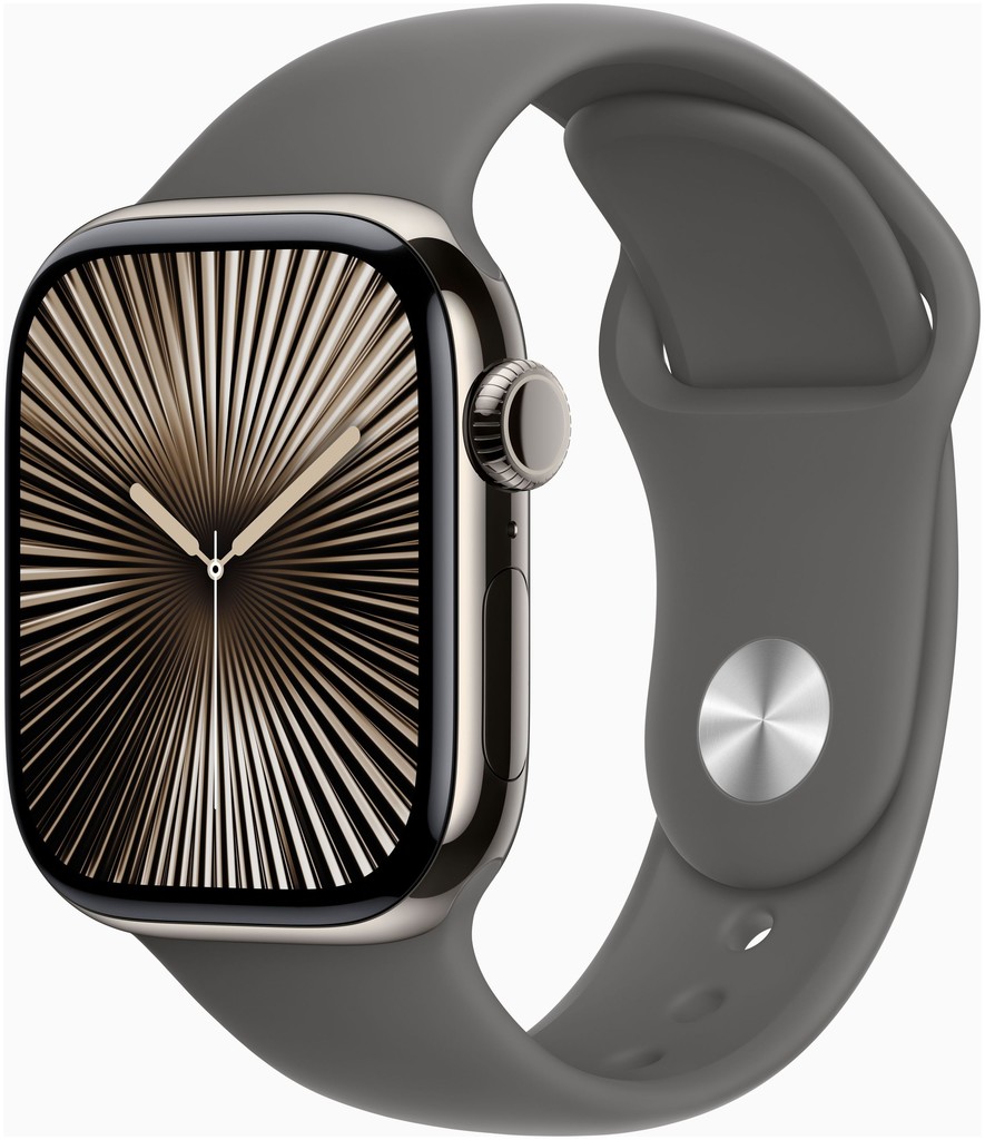 Apple Watch Series 10 46 mm Cellular prírodný titán so skalne sivým športovým remienkom S/M MWY93QC/A