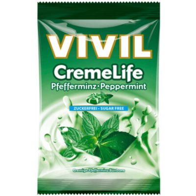 VIVIL Cukríky creme life classic vanilkovo mätové 110 g - VIVIL BONBONS CREME LIFE CLASSIC s vanilkovo-mätovou smotanovou príchuťou bez cukru 110 g