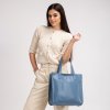 Nákupná taška/kabelka do ruky shopperka modrá Wojewodzic 31955/LY30