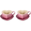 Sada 2 x kávová šálka + podšálka Heart Rose quartz- Le Creuset