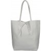 MADE IN ITALY Kožená shopper kabelka 396 šedá Šedá