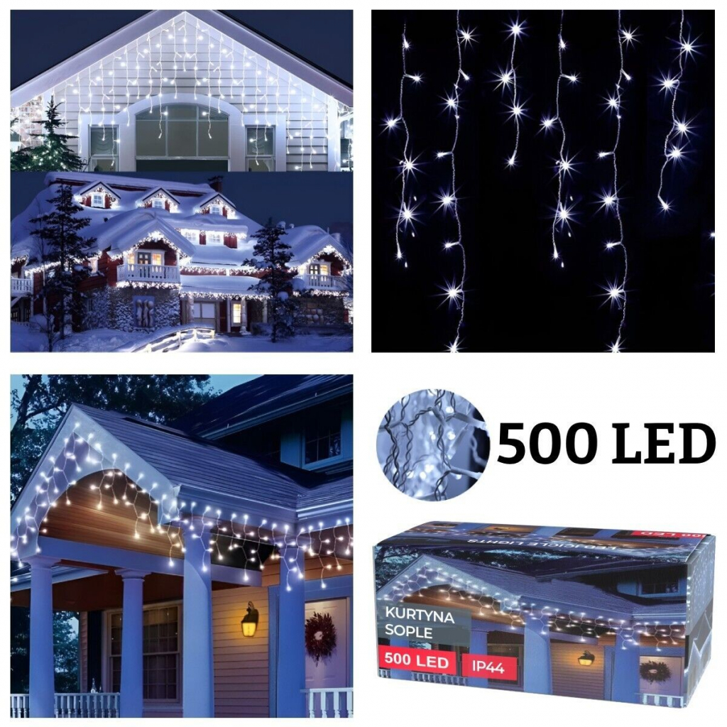 OEM Rozprávkové svetlá 500 LED ľadový dážď Vianočné osvetlenie vnútorné vonkajšie studené biele - 20m