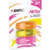 USB kľúč, 32GB, 3 ks, USB 2.0, EMTEC C410 Neon, oranžová, žltá, ružová