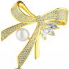 JwL Luxury Pearls Luxusná dámska brošňa s perlou a zirkónmi Mašle JL0868